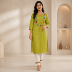 Silk Handwork Embroidered Kurti Pant Set