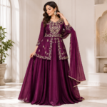 Silk Peplum Goldzari Gown