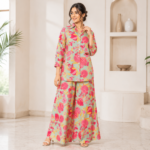 Pure Cotton Satin Printed Smart Coord Set (style-1)