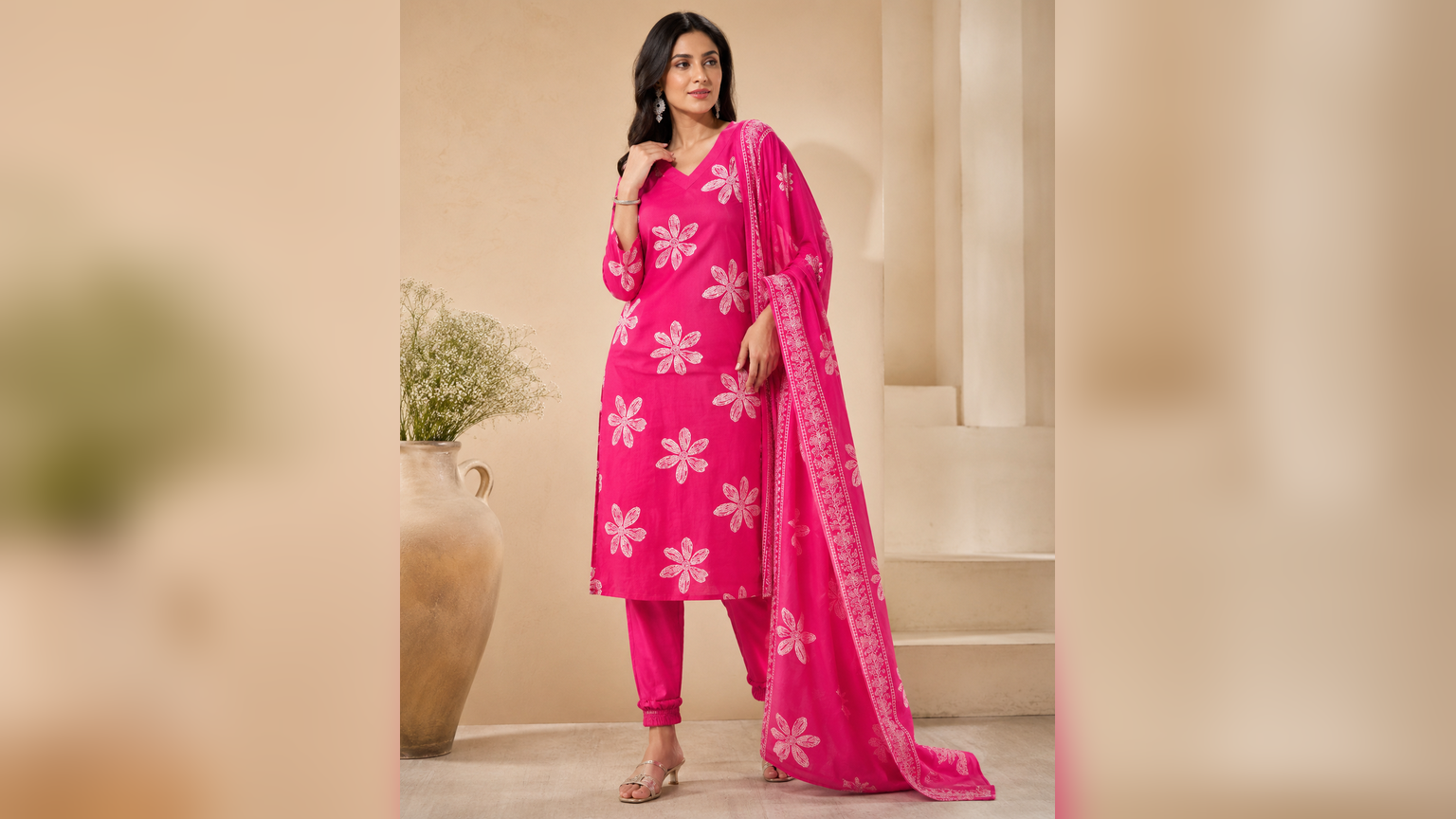 Premium Cotton Floral Print Kurti Set
