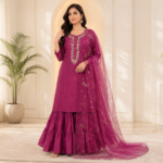 Pure Silk Meenakari Heavy Work Sharara Set