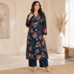 Premium Vertican Floral Print 2 Pc Kurti Set