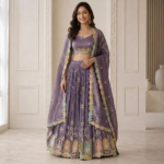 Lavender Shimmer Tissue Indo Western Lehenga Set (RR-8000)
