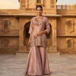Pure Silk Handwork Peplum Top Plazo Set