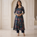 Floral Print Premium Rayon A-Line Kurti with Pant Set