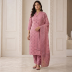 Premium Muslin Geometric Print 3-Piece Kurti Set