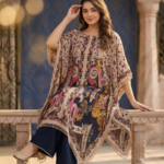 Premium Digital Paisley Print Pure Natural Crepe Kaftan Set with Palazzo