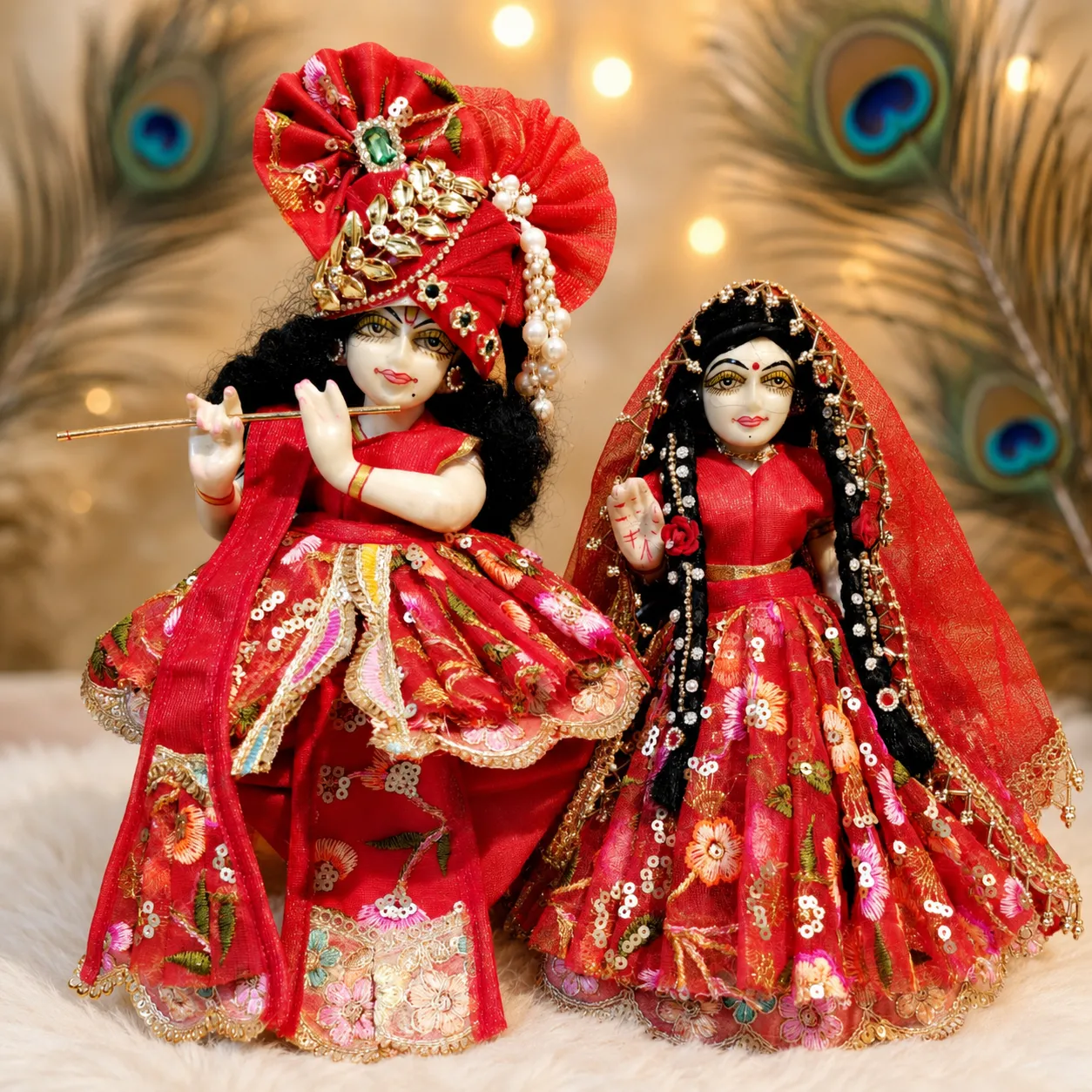 SC1056 Red Floral Radha Krishna Dress Set