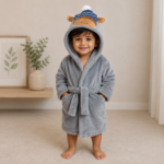 Grey Monkey Hooded Baby Bathrobe