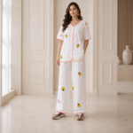 White Peach Cute Print Imported Night Suit