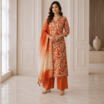 Pure Gajji Cotton Hand Work Kurti Pant Dupatta Set