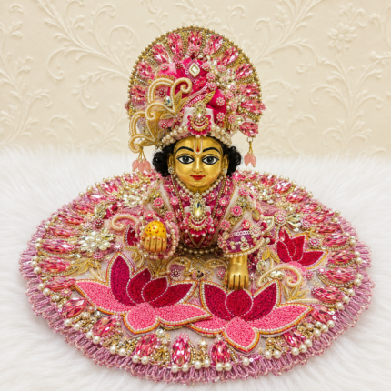 Royal Pink Floral Laddu Gopal Poshak with Mukut