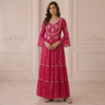 LF Wedding Special Bhandez Gown with Handwork
