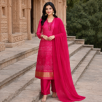 SSC Pure Gajji Silk Heavy Work Kurti Pant Dupatta Set