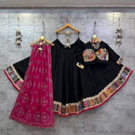 Pure Roman Silk Chaniya Choli with Vintage Border