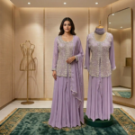Pure Chinon Ready To Wear Kurta Sharara Set