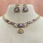 KAALKI 292 Premium Real Kundan Set Design-1 Royal Blue with Gold and White