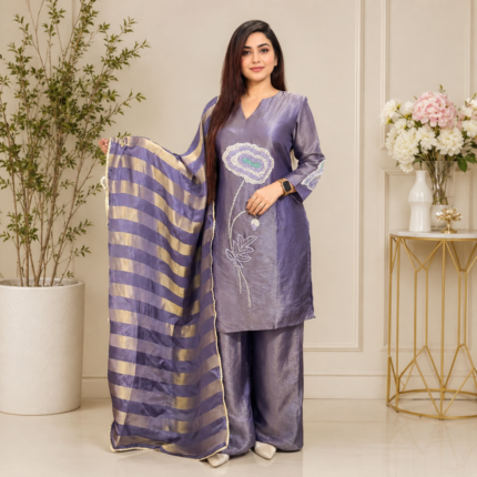 Lumina Metallic Shimmer Kurti Palazzo Dupatta
