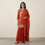 RR-8094 Pure Satin Crepe Kurta Garara Set