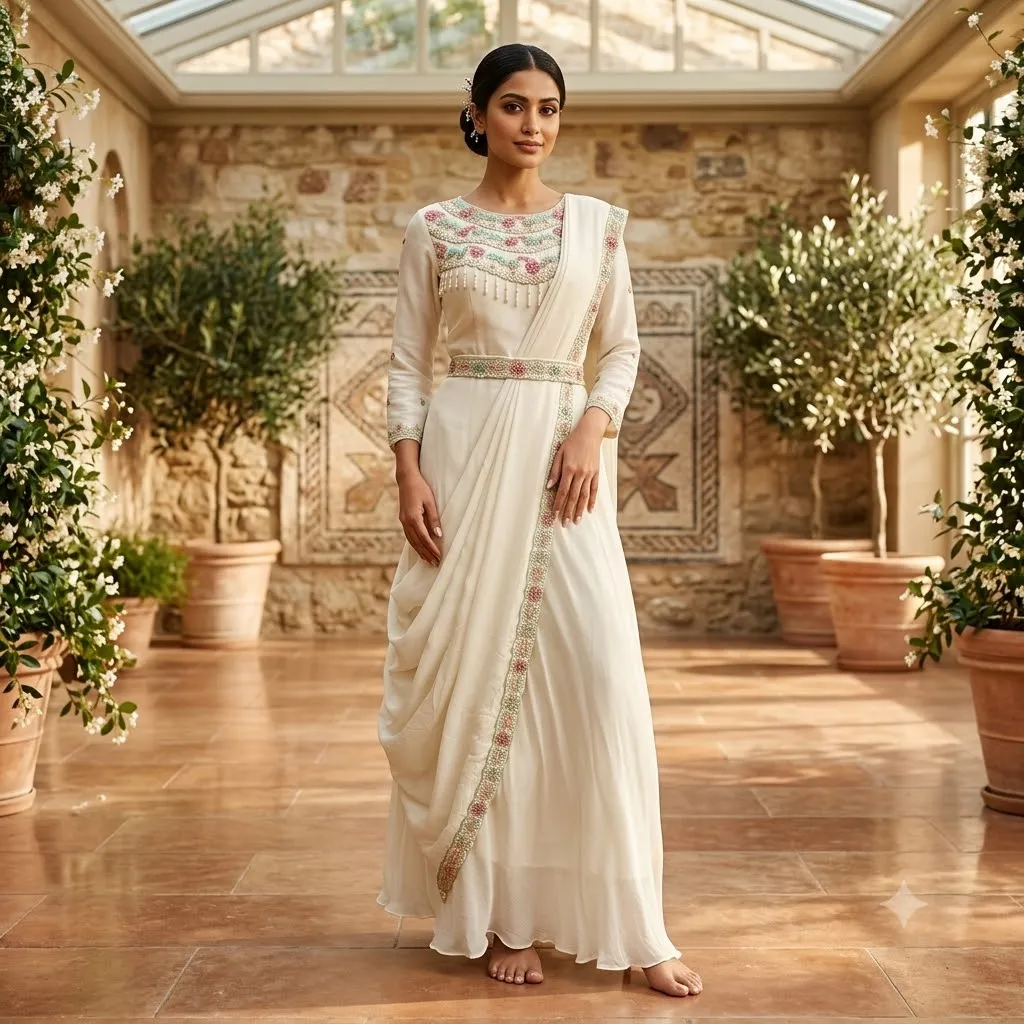 Pure Chinon Designer Drape Gown