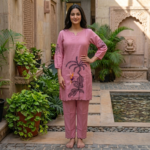 Fancy Silk Floral Embroidered Co-ord Set