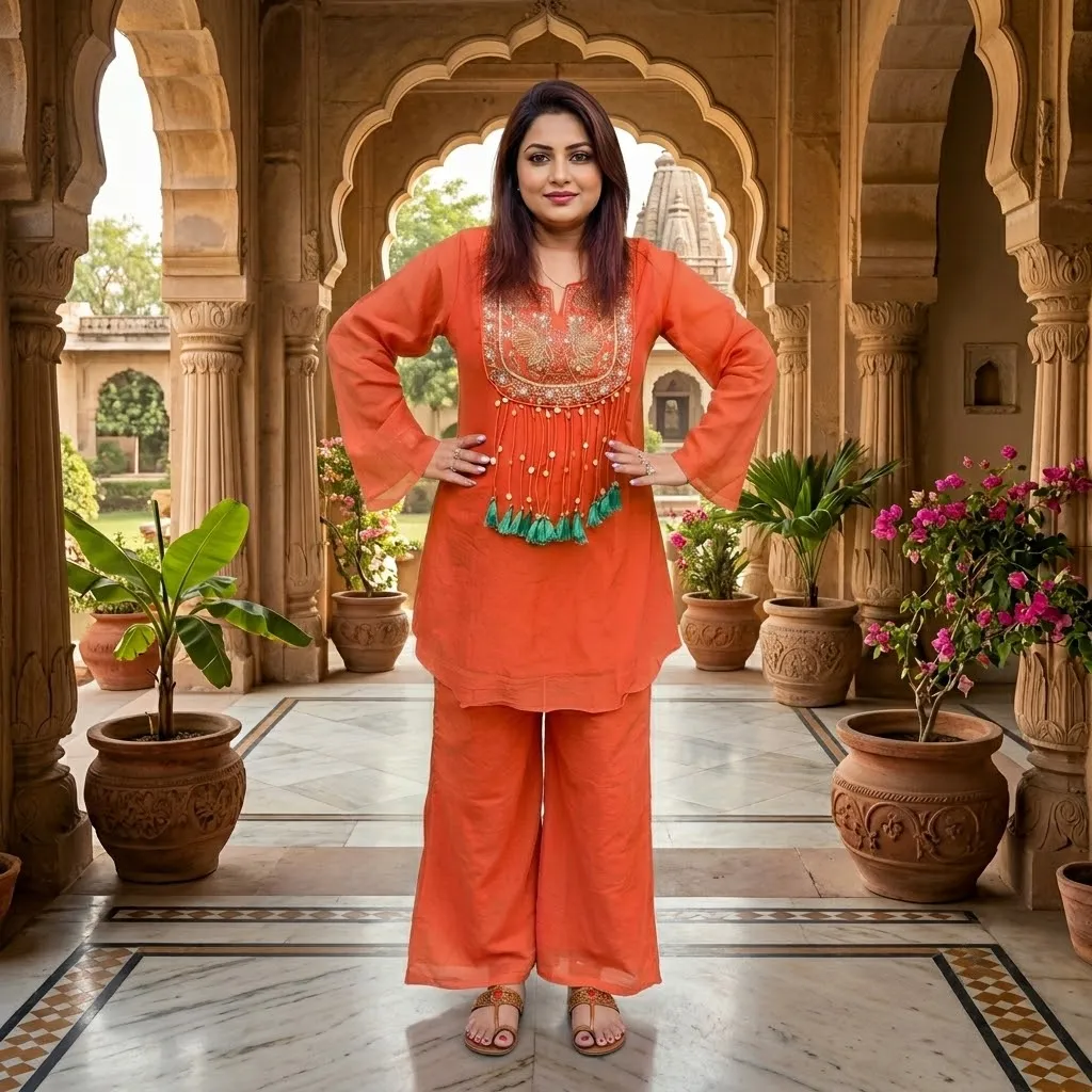Pure Mul Chanderi Designer Indo Western Co-ord Set