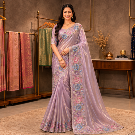 NF Pure Tissue Embroidered Saree