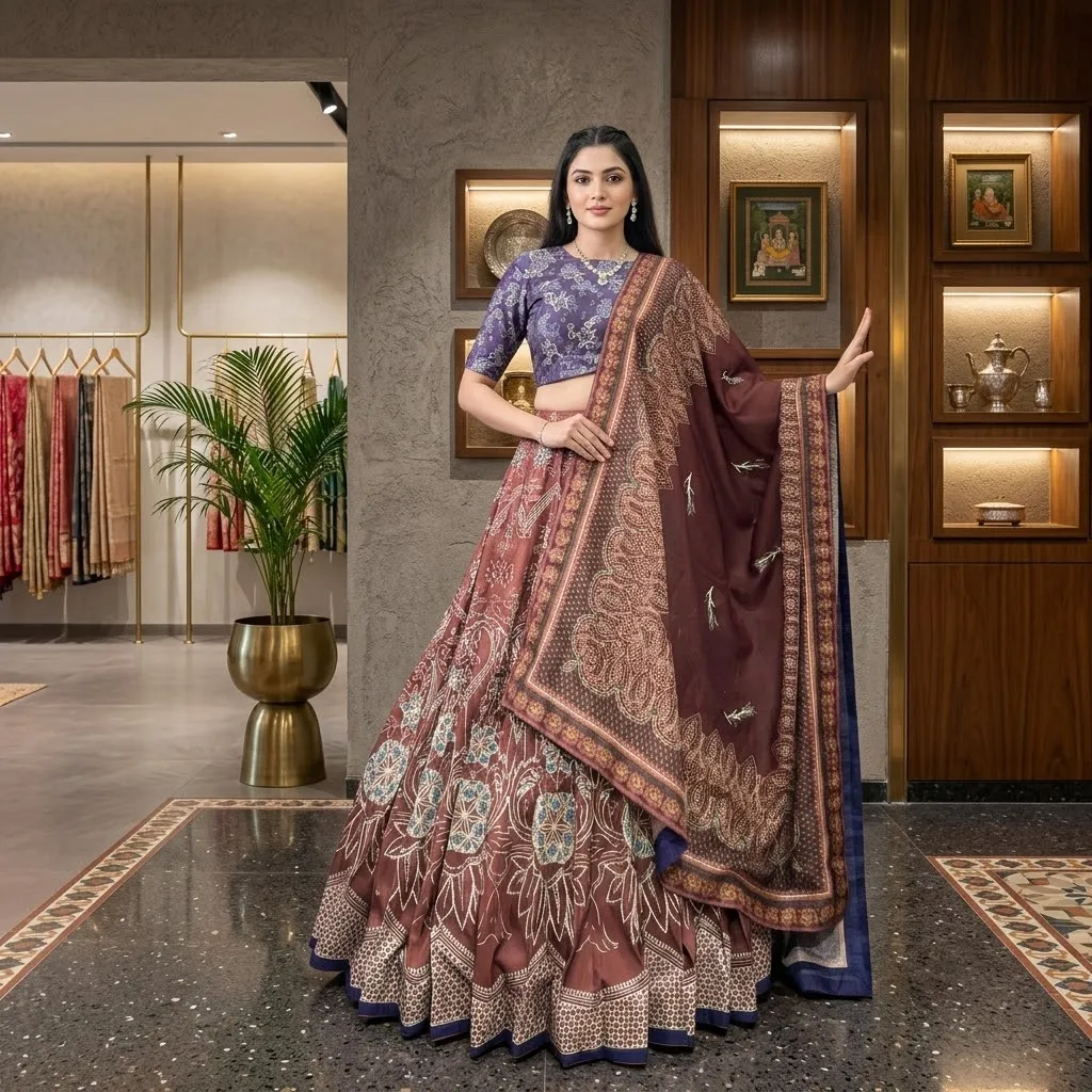 Designer Vaishali Silk Printed Lehenga Choli