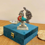 Handcrafted Peacock Stone Work Decorative Diya Set (Set of 6 Pcs)