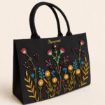 Personalized Floral Embroidered Tote Bag