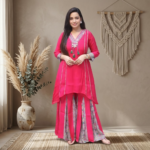 Fancy Roman Silk Pleated Pant Coord Set