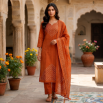 Classic Bandhani Cotton Kurti Pant Dupatta Set