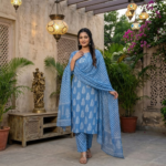 Cotton Printed Kurti Pant Dupatta Set