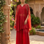 Pure Crepe Designer Indo-Western Kaftan Palazzo Set