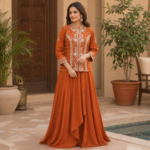Pure Chinon Crop Top Indo-Western Drape Skirt Set