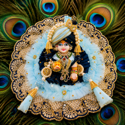 Gajanand Janmashtami Special Morpankhi Embroidery Border Laddu Gopal Poshak