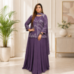 Designer Pure Chinnon Jacket Attached Gown Dupatta Set