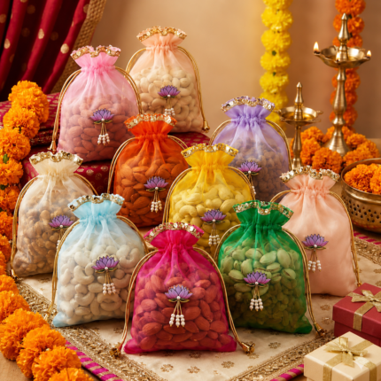 Handmade Dry Fruit Potli Bags Set of 50 Pices
