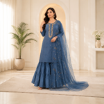 MP Kurtis Muslin Kurti Sharara Dupatta Set
