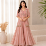 Pure Tissue Hand Zardozi Work Crop Top & Plazo Set
