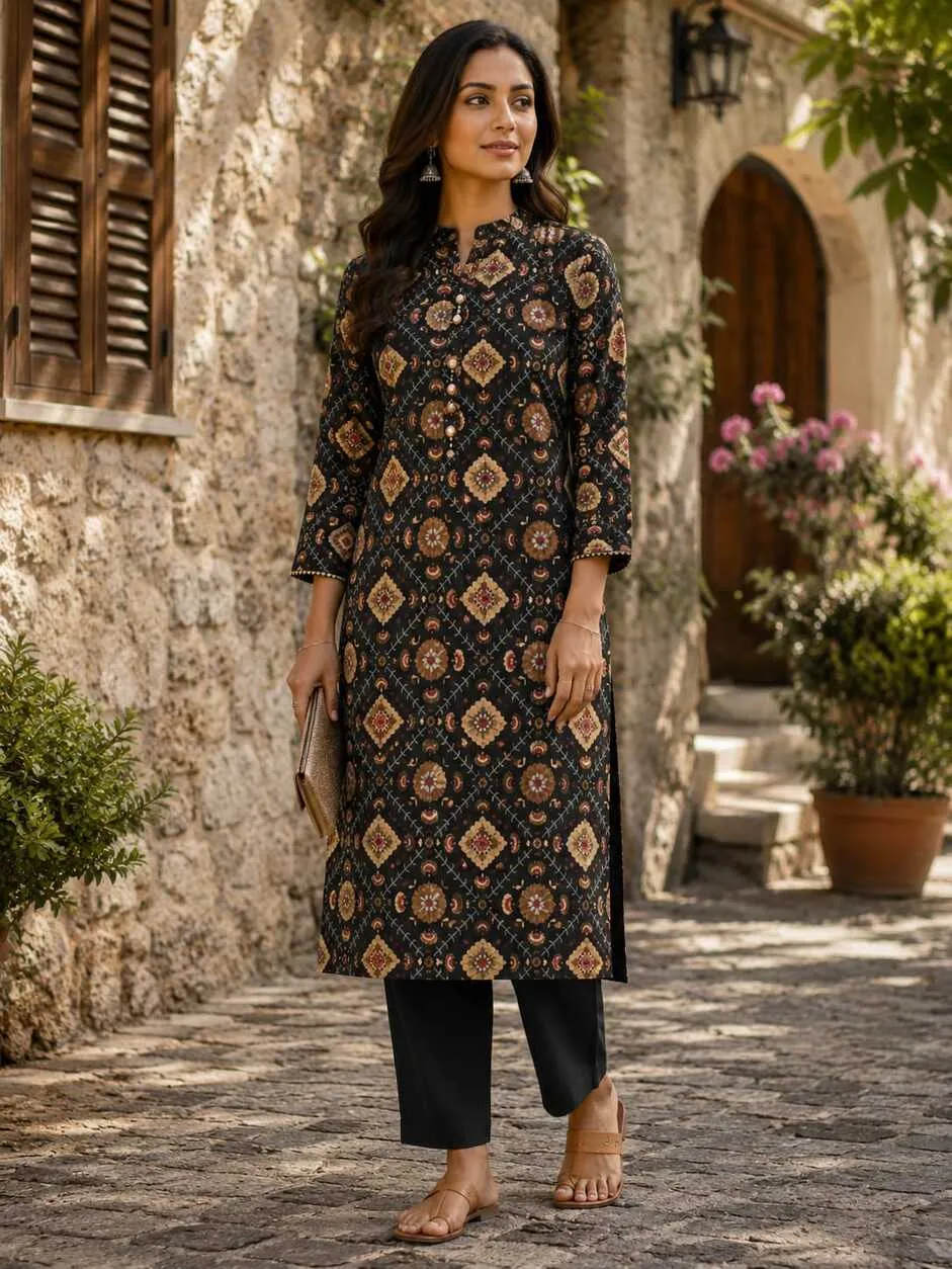 Premium Rayon Printed Kurta Pant Set