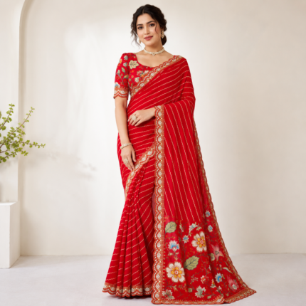 Premium Munga Silk Leheriya Saree