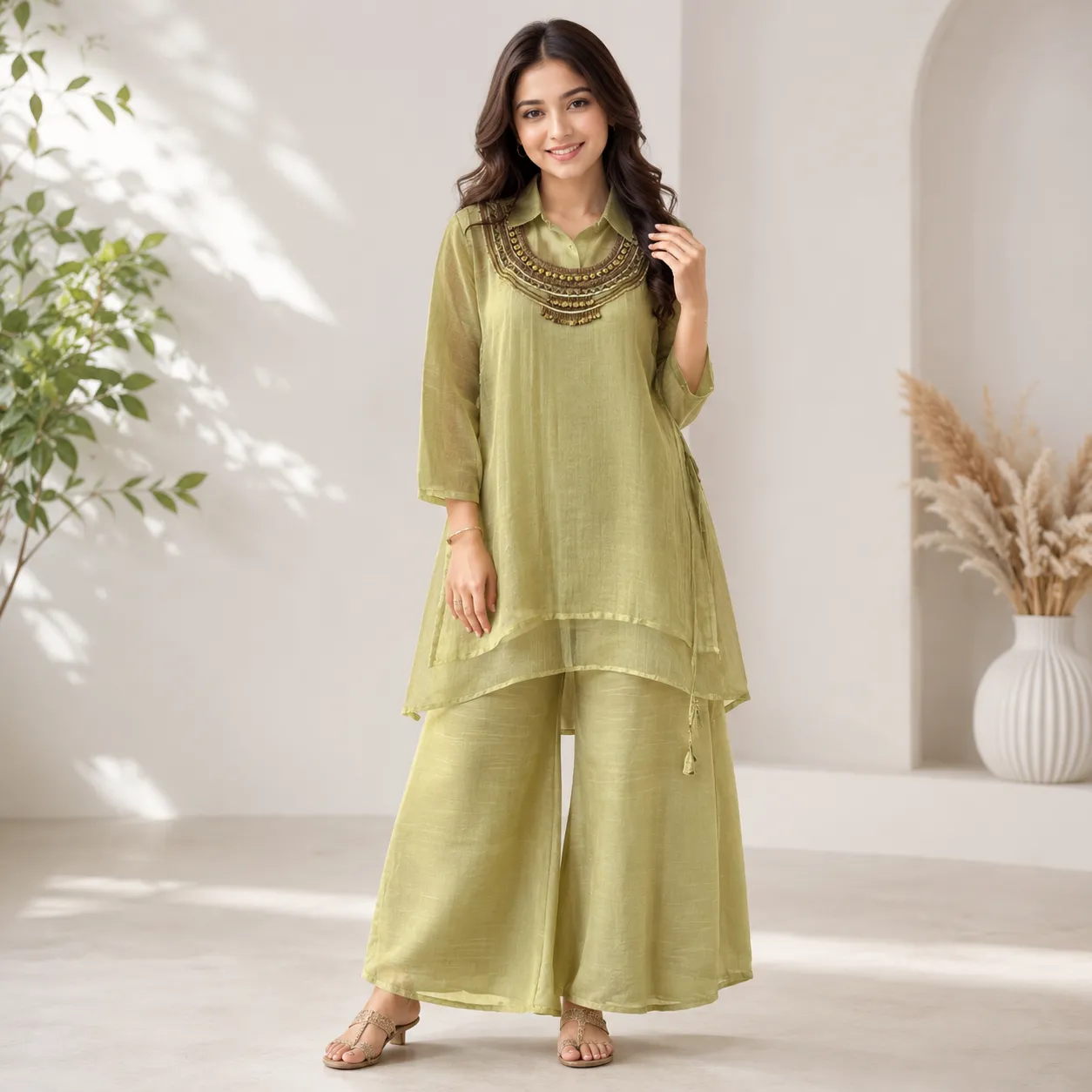 Fancy Tissue Indo Western Plazo Set