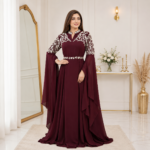 Blooming Georgette Cape Gown