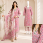 Pure Cotton Block Printed Straight Kurti Pant Dupatta Set