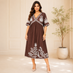 Cotton Embroidered Midi Dress