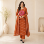 Bandhani Print Cotton Kurta Pant Dupatta Set