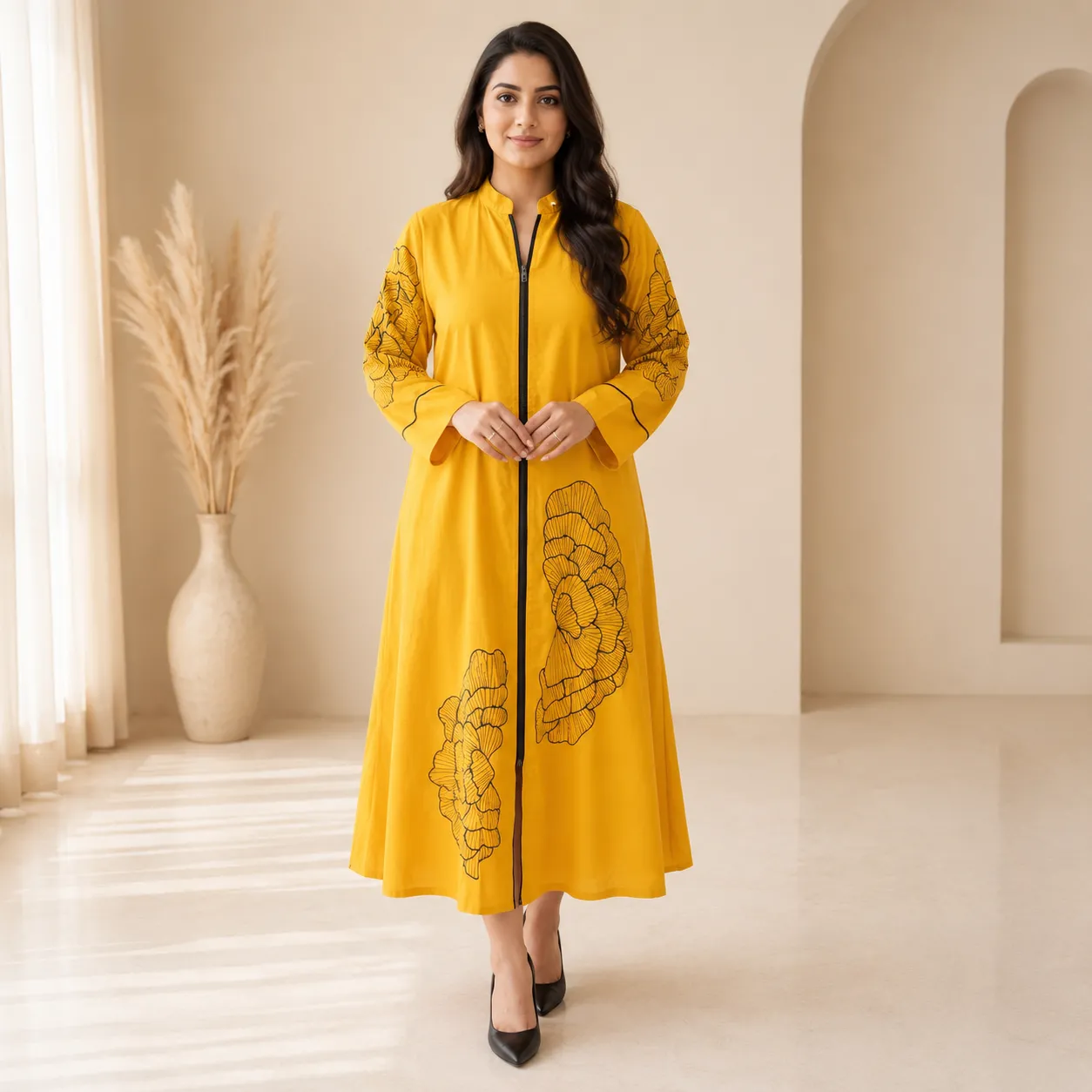 Pure Cotton Embroidered A-Line Dress