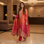 Designer Shimmer Tissue Embroidered Suit Set