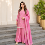 Designer Tissue Embroidered Palazzo Suit Set